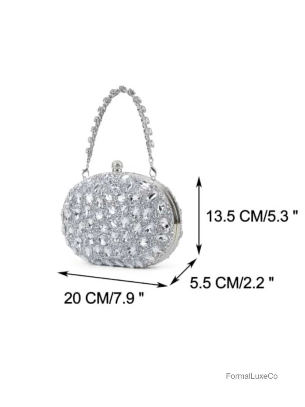 Rhinestone Clutch Purse Double-sided Sparkling Crystal Evening Bag with Pearl